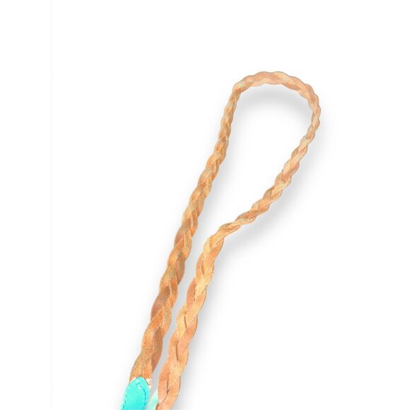 Y2K Aeropostale Turquoise Leather Braided Adjustable Silver Buckle Belt Western - Picture 4 of 4